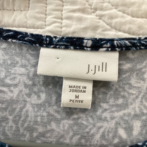 J Jill Dress Blue Floral/Paisley Dress Size M Short Sleeve Stretch Casual Cottag - Picture 5 of 11